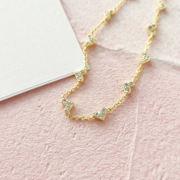 Kendra Scott Haven Heart White Crystal Gold Chain Bracelet - Picture 2 of 3